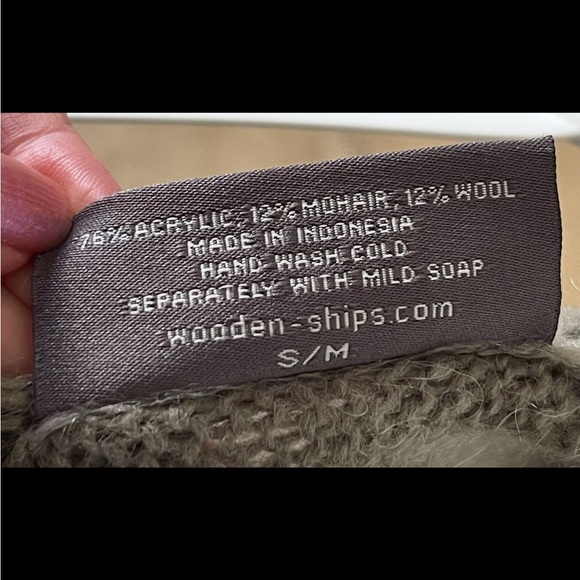 WOODEN SHIPS Transitional Weather Gray Tie Front or Waterfall Sweater Sz S/M - Picture 7 of 8